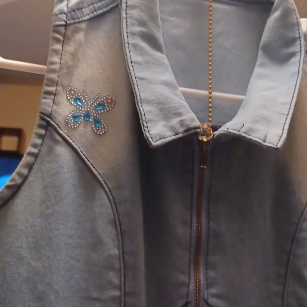 Denim Sleeveless Jumpsuit Small - Picture 4 of 10
